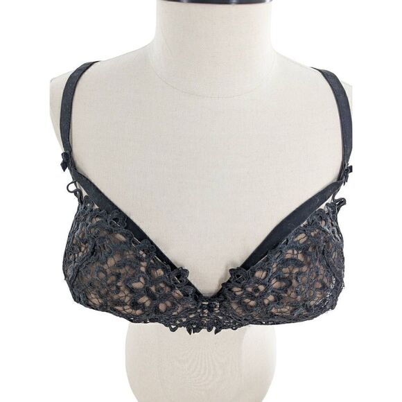 Dita Von Teese Women's Black Lace Velvet Straps Bra Size 34H - Picture 4 of 15